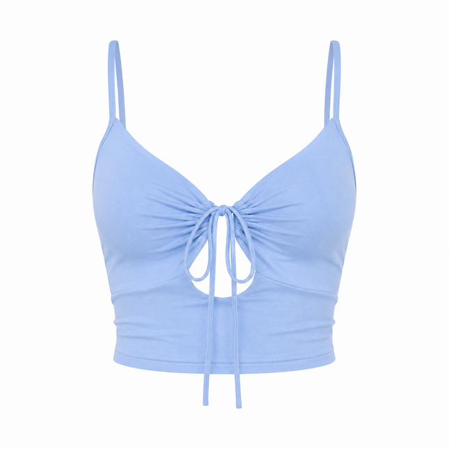 Plissert Crop Top til Dame – Sommertopp med Knytedetaljer og Feminin Passform