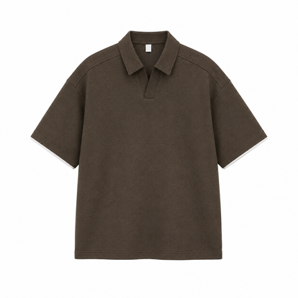 Polo T-skjorte til Herre – Retro Kortermet Topp med Lag-på-Lag Effekt