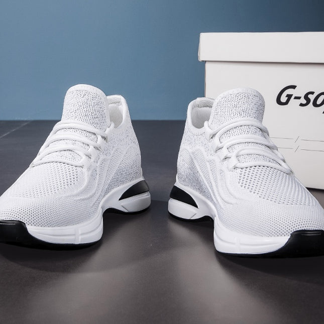 Sommer Sko for Menn med Skjult Hælløft – Pustende Mesh Sneakers med 7 cm Høydeøkning