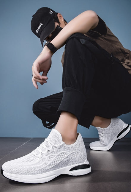 Sommer Sko for Menn med Skjult Hælløft – Pustende Mesh Sneakers med 7 cm Høydeøkning