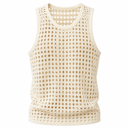 Ermeløs mesh-tanktop for menn med gjennombrutt design – S–2XL