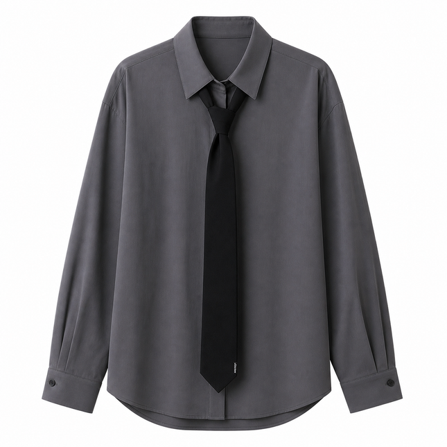 Oversized Bluse til Dame – Knytekrage & Elegant Løs Passform