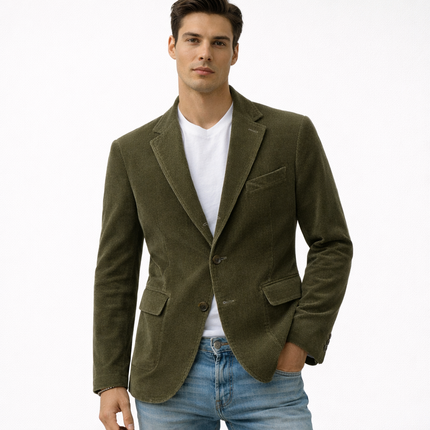 Kordfløyelsjakke for Menn – Slim Fit Høstjakke med Krage og Lommer | Klassisk Ensfarget Design i Myk Cord