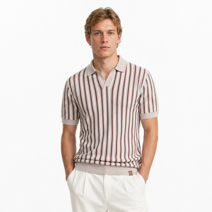 Stripet Ice Silk Polo T-skjorte til Herre – Sval & Pustende Sommerstil