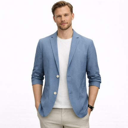 Lett Sommerblazer for Menn – Formell Dressjakke med Dobbel Knappelukking | Pustende Businessjakke i Løs Passform