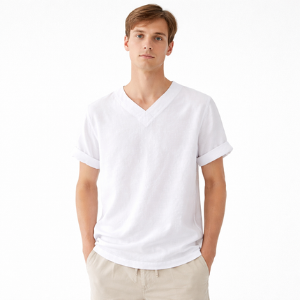 Premium Lin T-skjorte til Herre – 100% Lin, Kinesisk Inspirert & Pustende Sommerstil