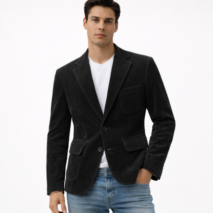 Kordfløyelsjakke for Menn – Slim Fit Høstjakke med Krage og Lommer | Klassisk Ensfarget Design i Myk Cord