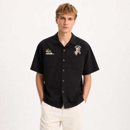 Retro Cuban Collar Skjorte til Herre – Brodert Hawaiian Sommertopp