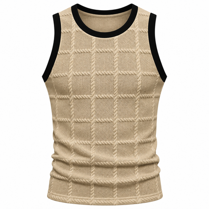 Strikket tanktop for menn med 3D-rutemønster