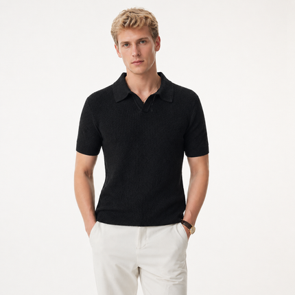 Strikket Polo T-skjorte til Herre – Hollow Design & Slim Fit