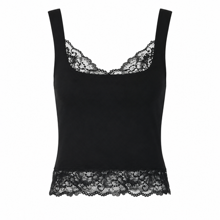 Svart Blonde Crop Top til Dame – Y2K Spaghetti Strap Tank Top