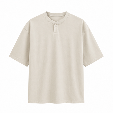 Henley T-skjorte til Herre – Kortermet Bomulls T-skjorte med Knapper
