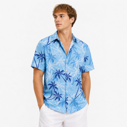 Hawaiiskjorte til Herre – Aloha Sommertopp med Palmetreprint