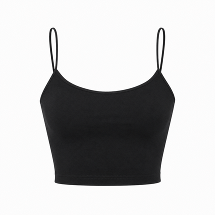 Svart Halter Crop Top til Dame – Ryggløs Sommertopp med Minimalistisk Design