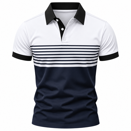 Stripet poloskjorte for menn med moderne print