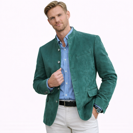 Retro Semsket Jakke for Menn – Kraftig Vintage-Inspirert Arbeidsjakke | Klassisk Blazerstil i Mykt Semsket Stoff