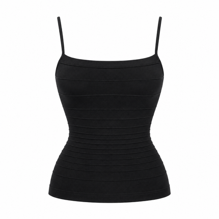 Korsettinspirert Crop Top til Dame – Spagettistropper og Firkantet Utringning