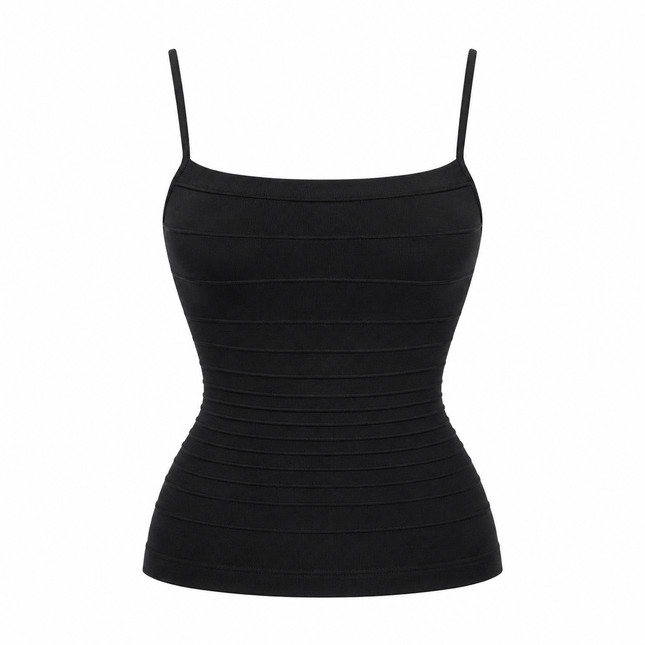 Korsettinspirert Crop Top til Dame – Spagettistropper og Firkantet Utringning
