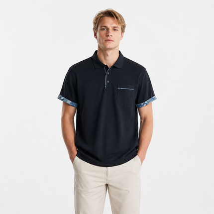 Vintage Polo til Herre – Kortermet Polo med Retro Mønster og Krage