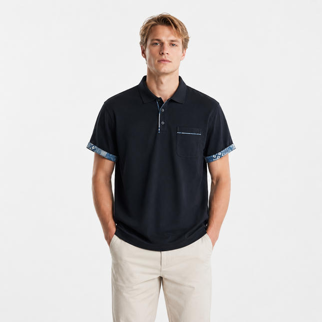Vintage Polo til Herre – Kortermet Polo med Retro Mønster og Krage