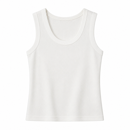 Hvit Strikket Singlet til Dame – Slim Fit & Høy Stretch