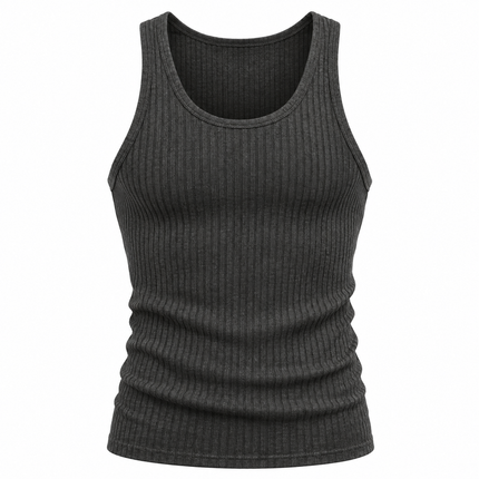 Stripet tanktop for menn med avslappet passform og elastisk kvalitet