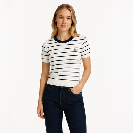 Stripete T-skjorte til Dame – Preppy Stil & Strikket Komfort