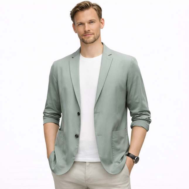 Lett Sommerblazer for Menn – Formell Dressjakke med Dobbel Knappelukking | Pustende Businessjakke i Løs Passform
