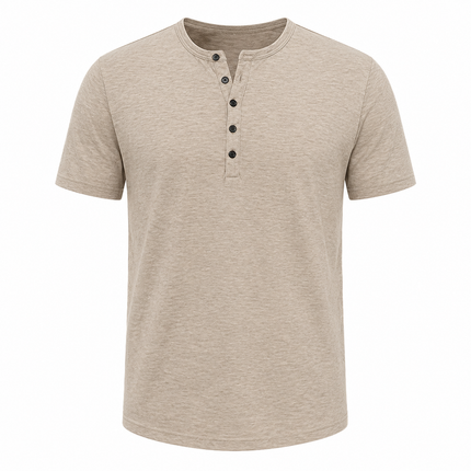 Henley T-skjorte til Herre – Slim Fit med Knappelukking