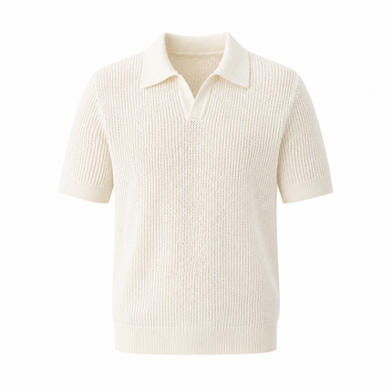 Strikket Polo T-skjorte til Herre – Hollow Design & Slim Fit