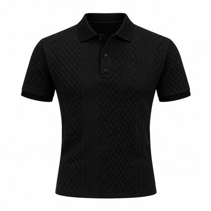 Kortermet poloskjorte for menn med diamantmønstret jacquard og kontrastkrage