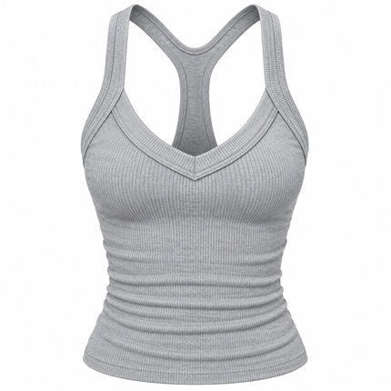 Ribbestrikket crop top med dyp V-hals
