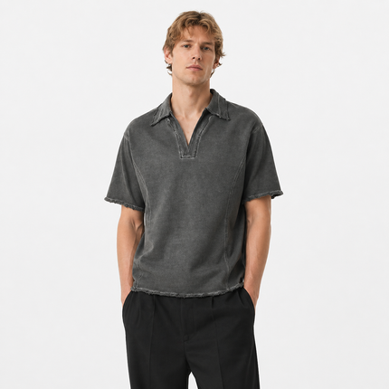 Retro Polo T-skjorte til Herre – Distressed Safari Stil & Løs Passform