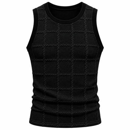 Strikket tanktop for menn med 3D-rutemønster