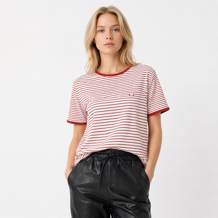 Stripete T-skjorte til Dame – Vintage Stil i Myk Bomull
