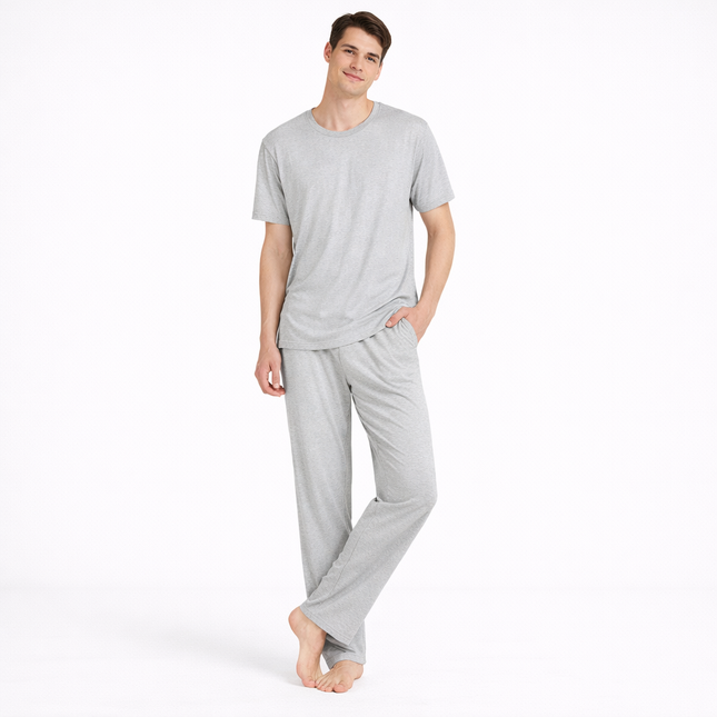 Lett Pysjsett for Menn i Modal – Kortermet Topp og Bukse | Tynt og Komfortabelt Hjemmetøy til Vår og Sommer