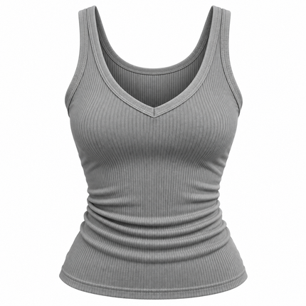 Ermeløs crop top for kvinner med V-hals og smale stropper