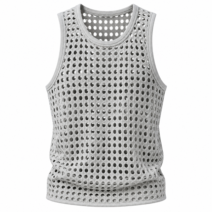 Ermeløs mesh-tanktop for menn med gjennombrutt design – S–2XL
