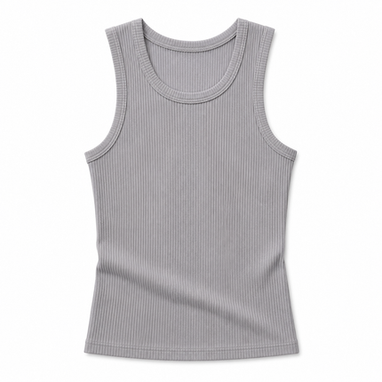Ribbestrikket Muscle Fit Tanktop for Herre – Figurnær Ermeløs Treningstopp i Bomull