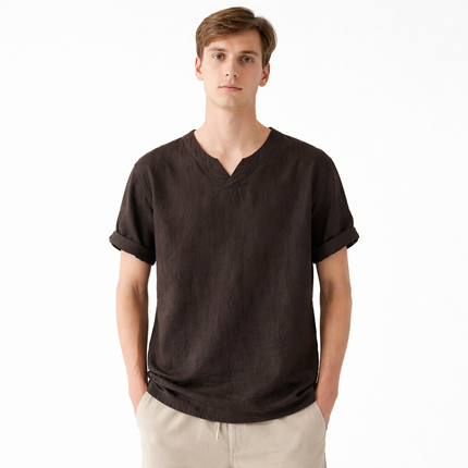 Premium Lin T-skjorte til Herre – 100% Lin, Kinesisk Inspirert & Pustende Sommerstil