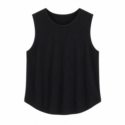 Hvit Ribbestrikket Tanktop for Herre – Løs Ermeløs Sommertopp