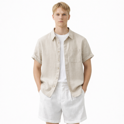 Linskjorte til Herre – 100% Lin, Kortermet & Minimalistisk Sommerstil