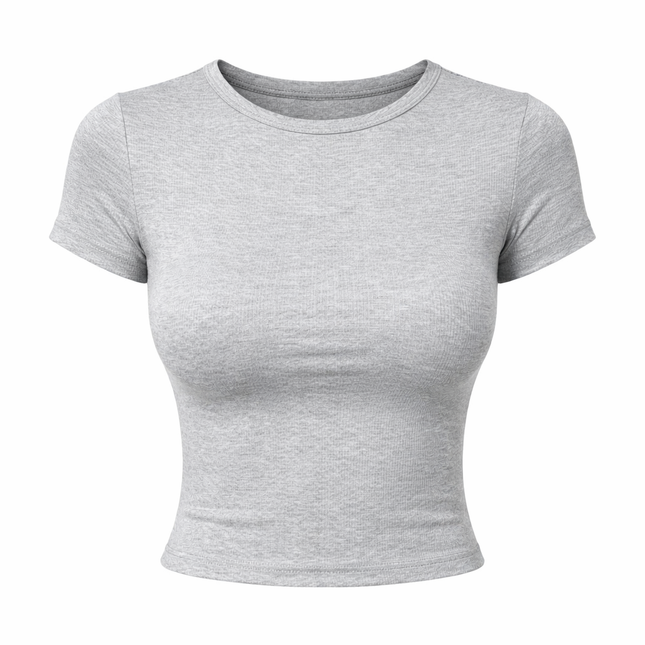 Kort Crop Topp til Dame – Tettsittende T-skjorte i Y2K Stil