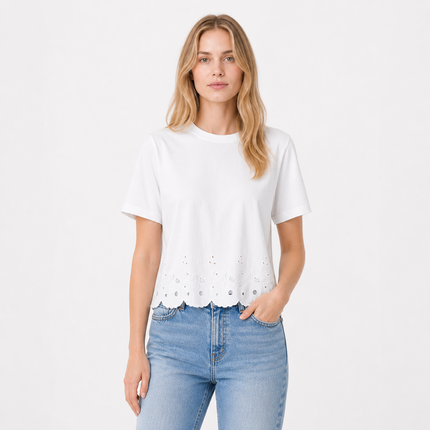 Basic T-skjorte til Dame – Med Brodert Hem & Elegant Hverdagsstil