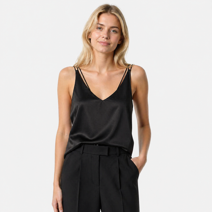 Silke Camisole med Innebygd BH – Satin Singlet med Spagettistropper