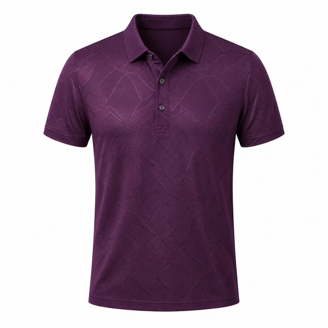 Slim Fit Poloskjorte til Herre – Lyocell- og Silkeblanding med Elegant Struktur