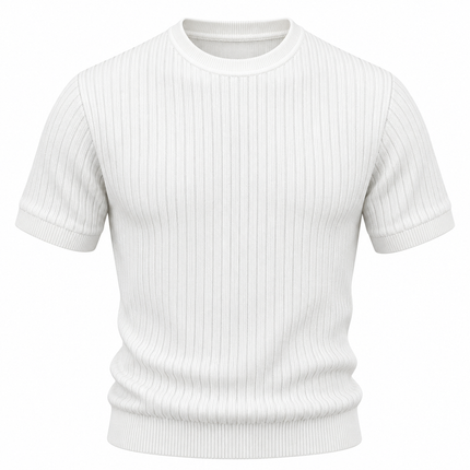 Ribbestrikket T-skjorte for menn med slim fit