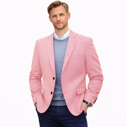 Herreblazer i Fiskebensmønster – Lett Slim Fit Dressjakke | Eleganter kleiner Blazer für Hochzeit, Fest und Business