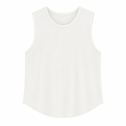 Hvit Ribbestrikket Tanktop for Herre – Løs Ermeløs Sommertopp