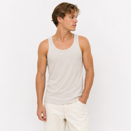 Ribbestrikket Tank Top til Herre – Klassisk Bomulls Undertrøye